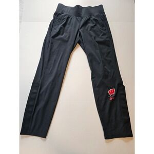 Under Armour Wisconsin Badgers Track Pants Womens Medium Black Snap Leg Athletic